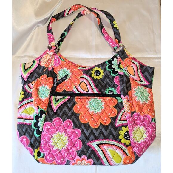 Vera Bradley Handbags - Vera Bradley ZIGGY ZINNIA Crescent Shoulder Tote Bag Purse Retired Bright EUC